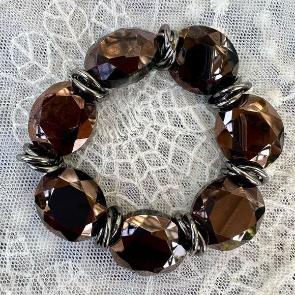 Fun Chunky Mirror Bead Stretch Bracelet - Picture 4 of 7